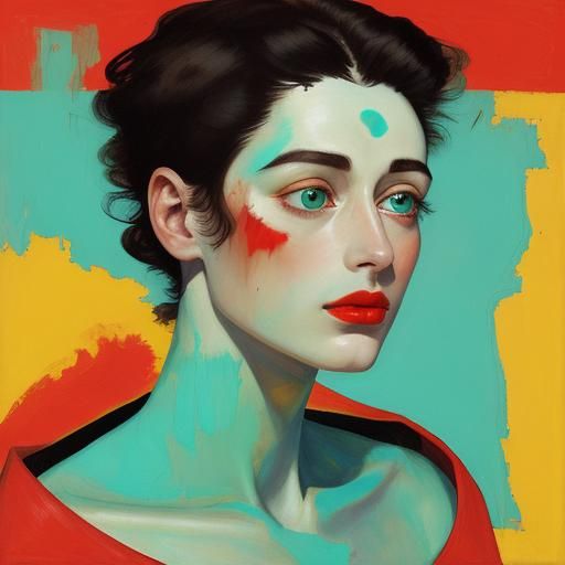 Abstract Portrait of a Woman in Expressionist Style