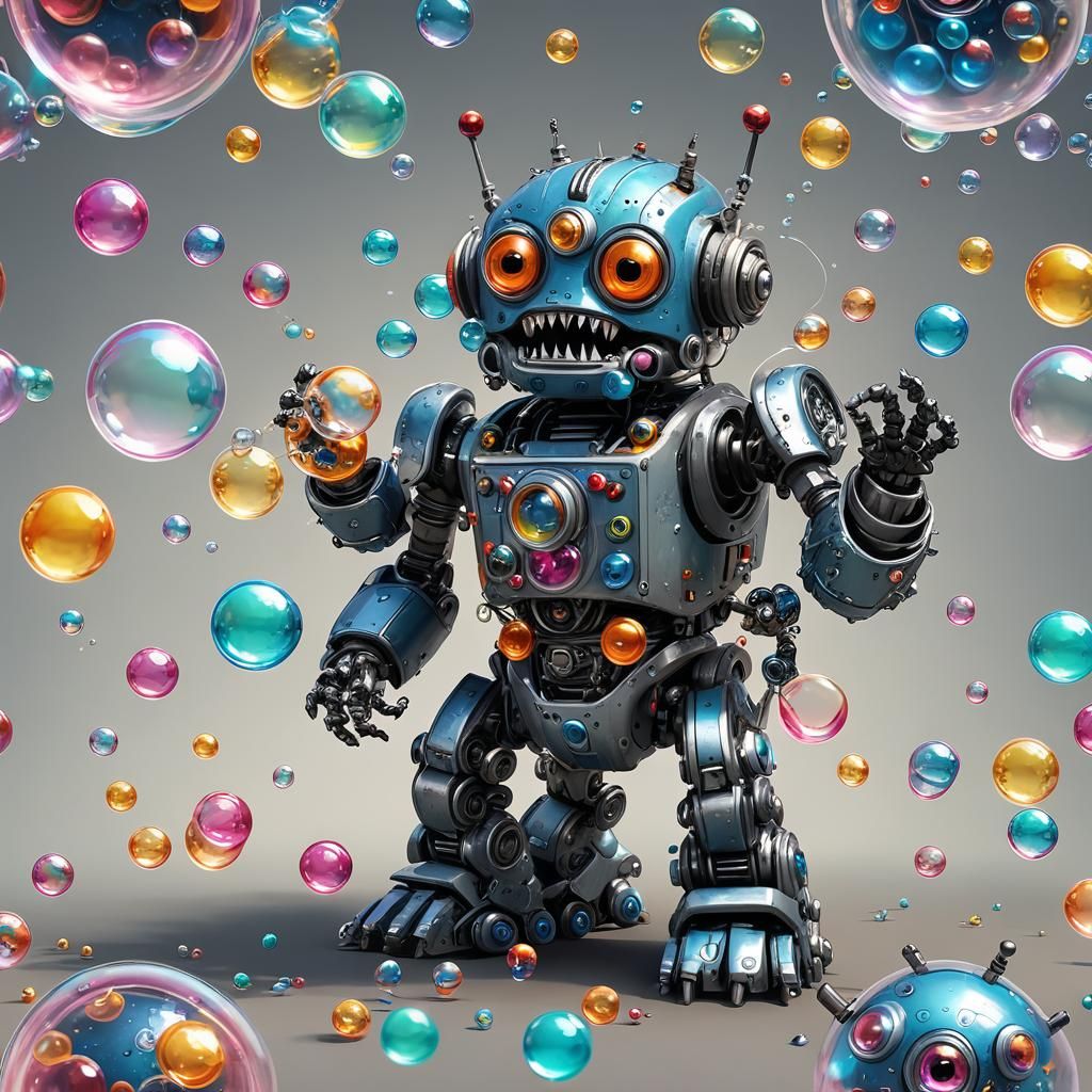 Robot Monster Blowing Bubbles