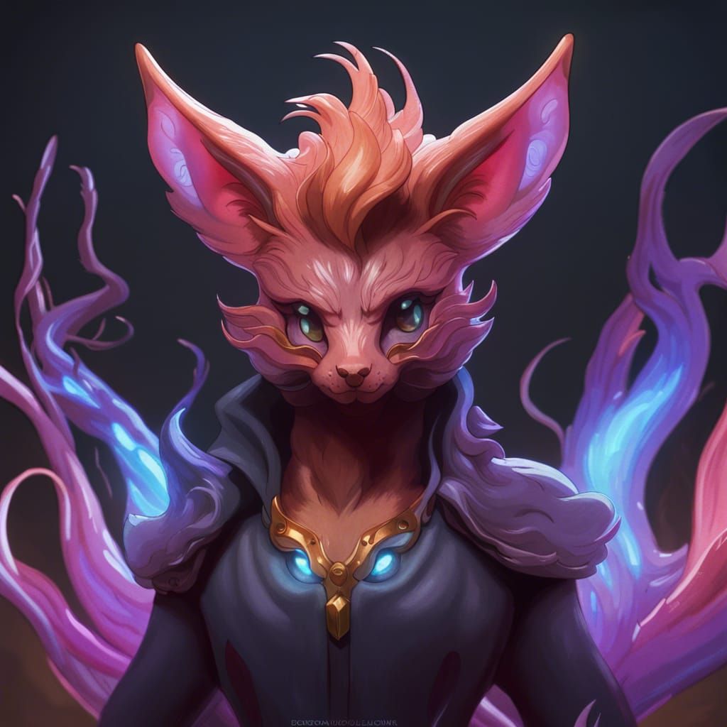 Eldritch Demonic Fox Portrait, Detailed Digital Art
