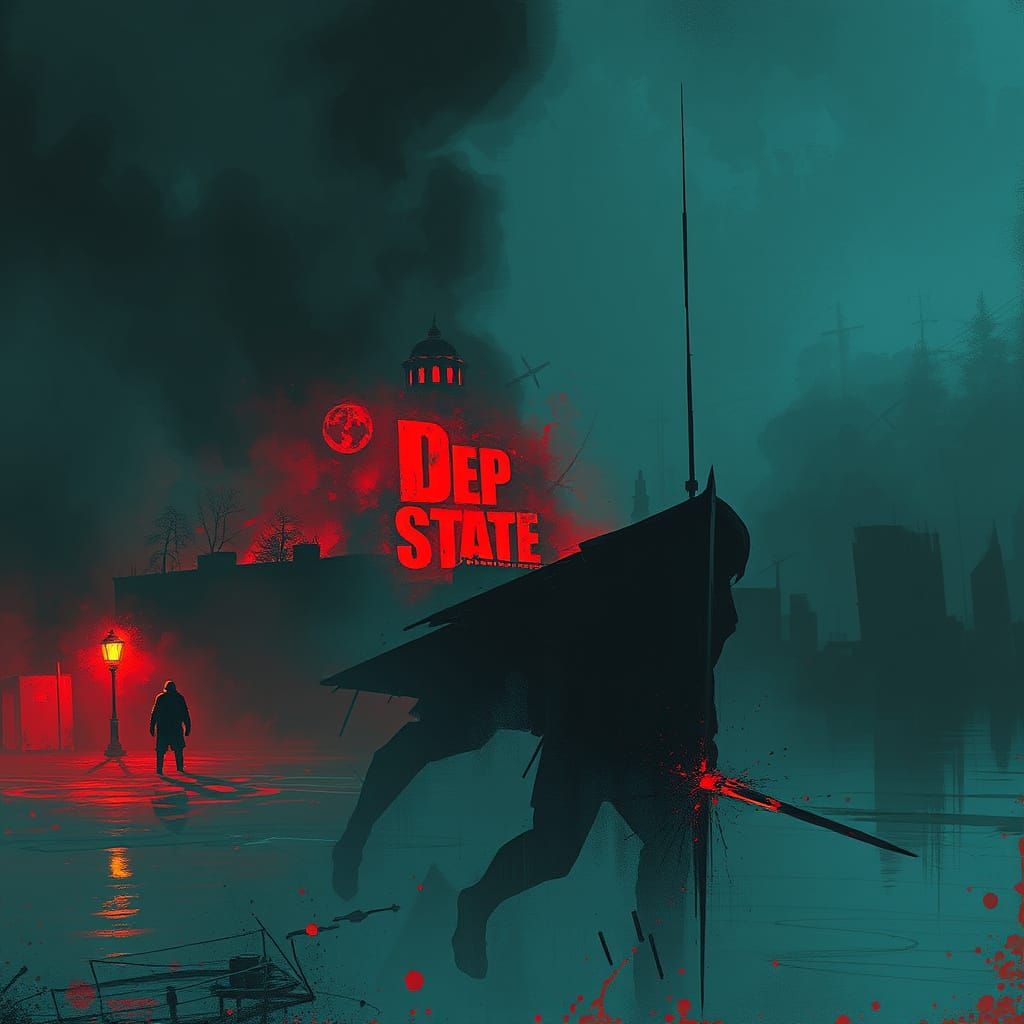 Surreal Cityscape in a Dark, Sinister Atmosphere