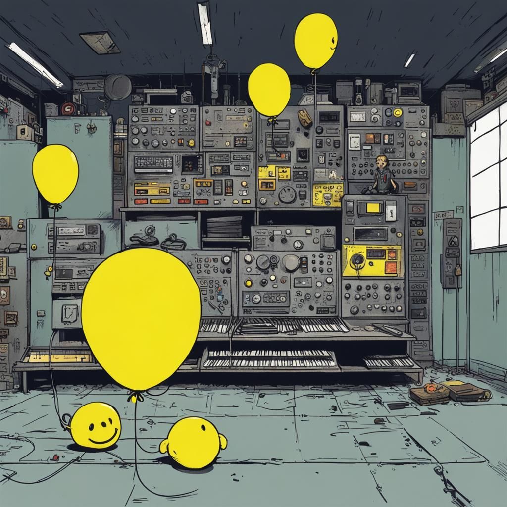 Weirdcore Industrial Room with Toys and Balloon