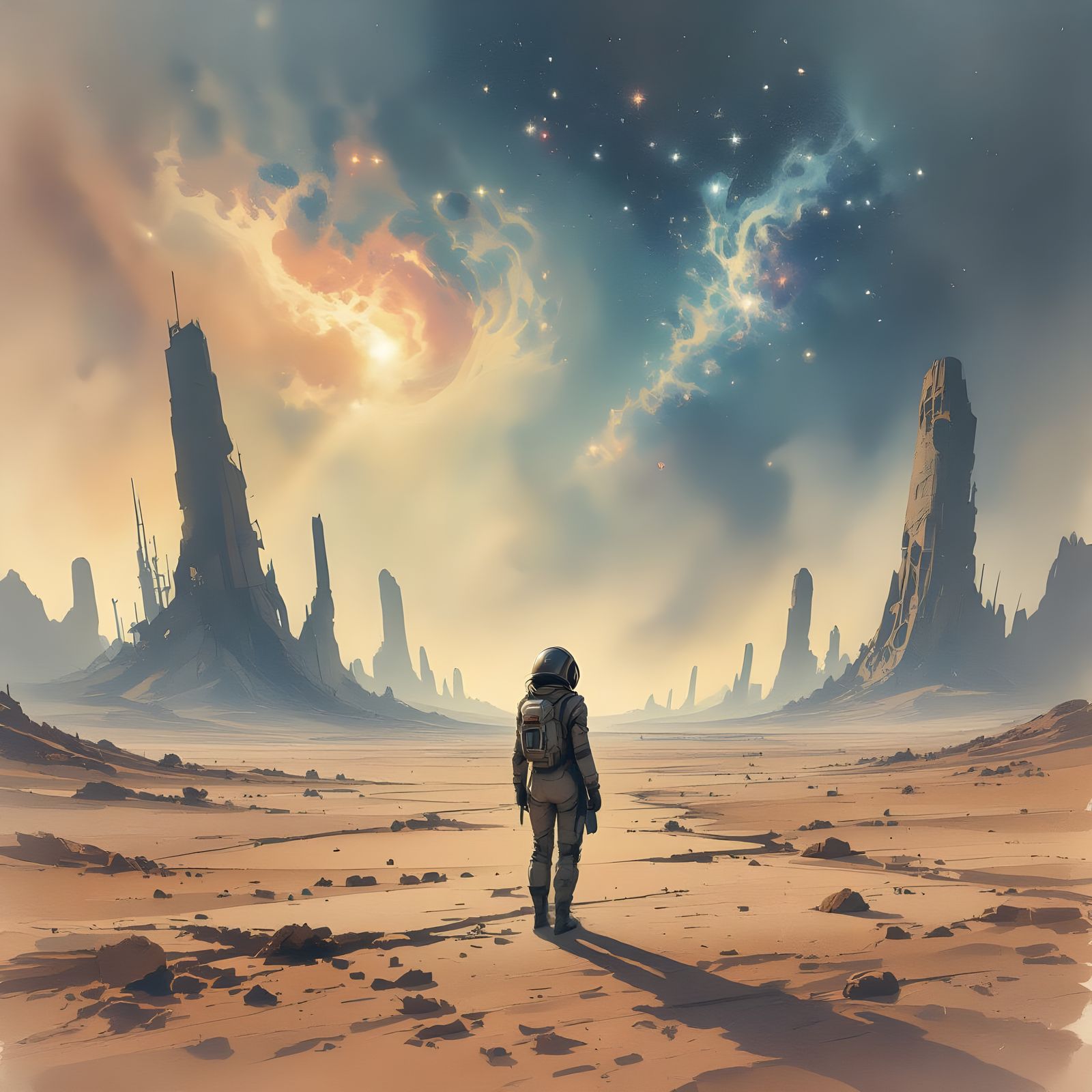 Lone Astronaut on Desolate Alien World