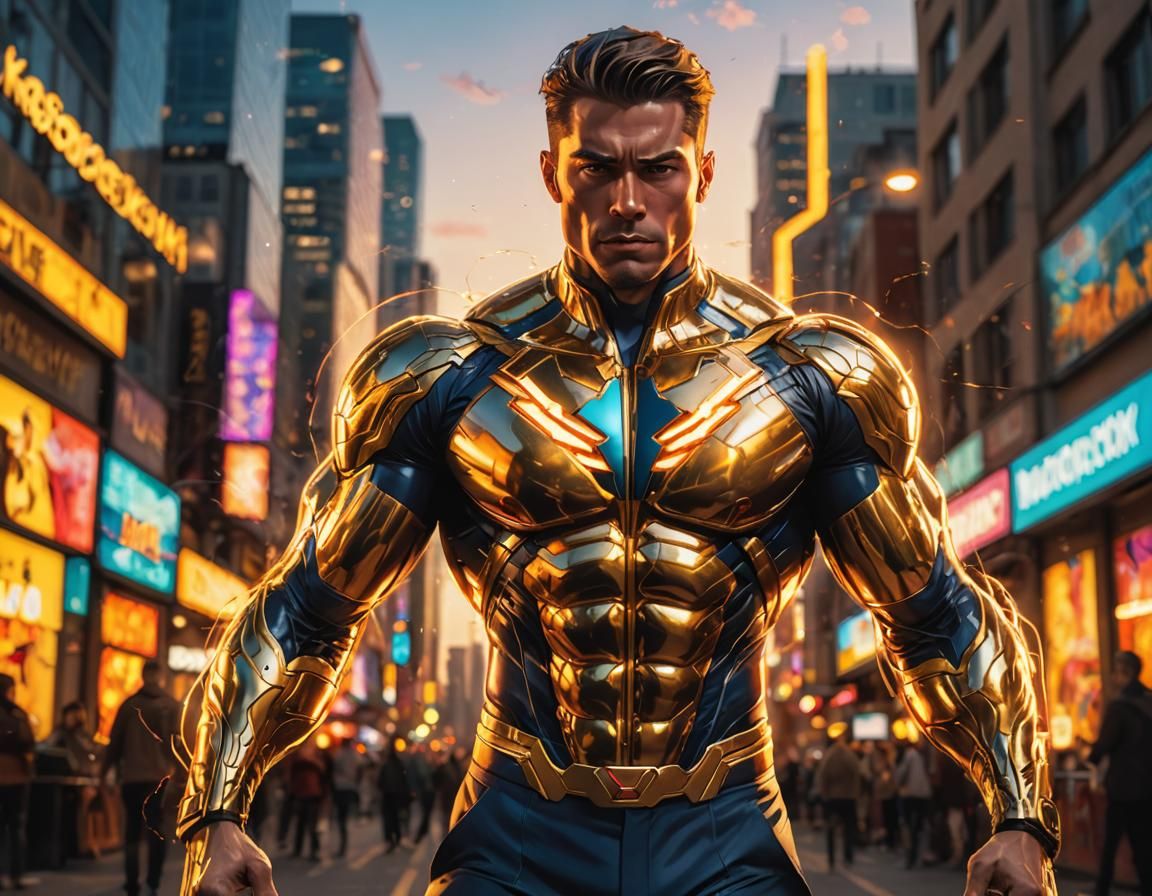 Heroic Kioken Radiates Energy in Comic Book Art