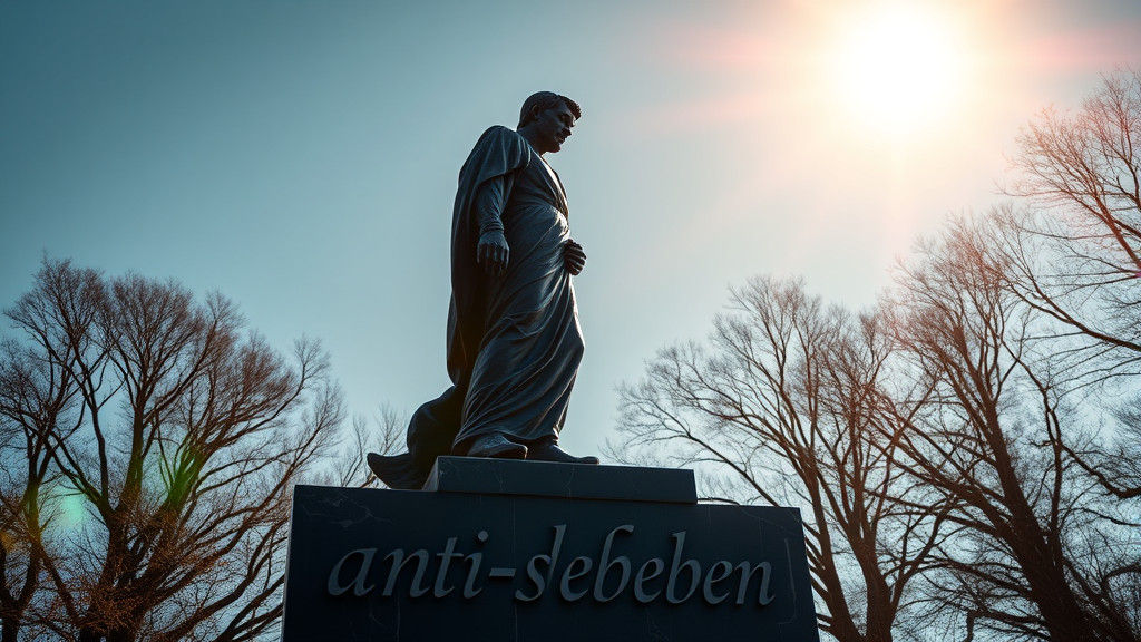 Black Marble Statue with Engraved Script