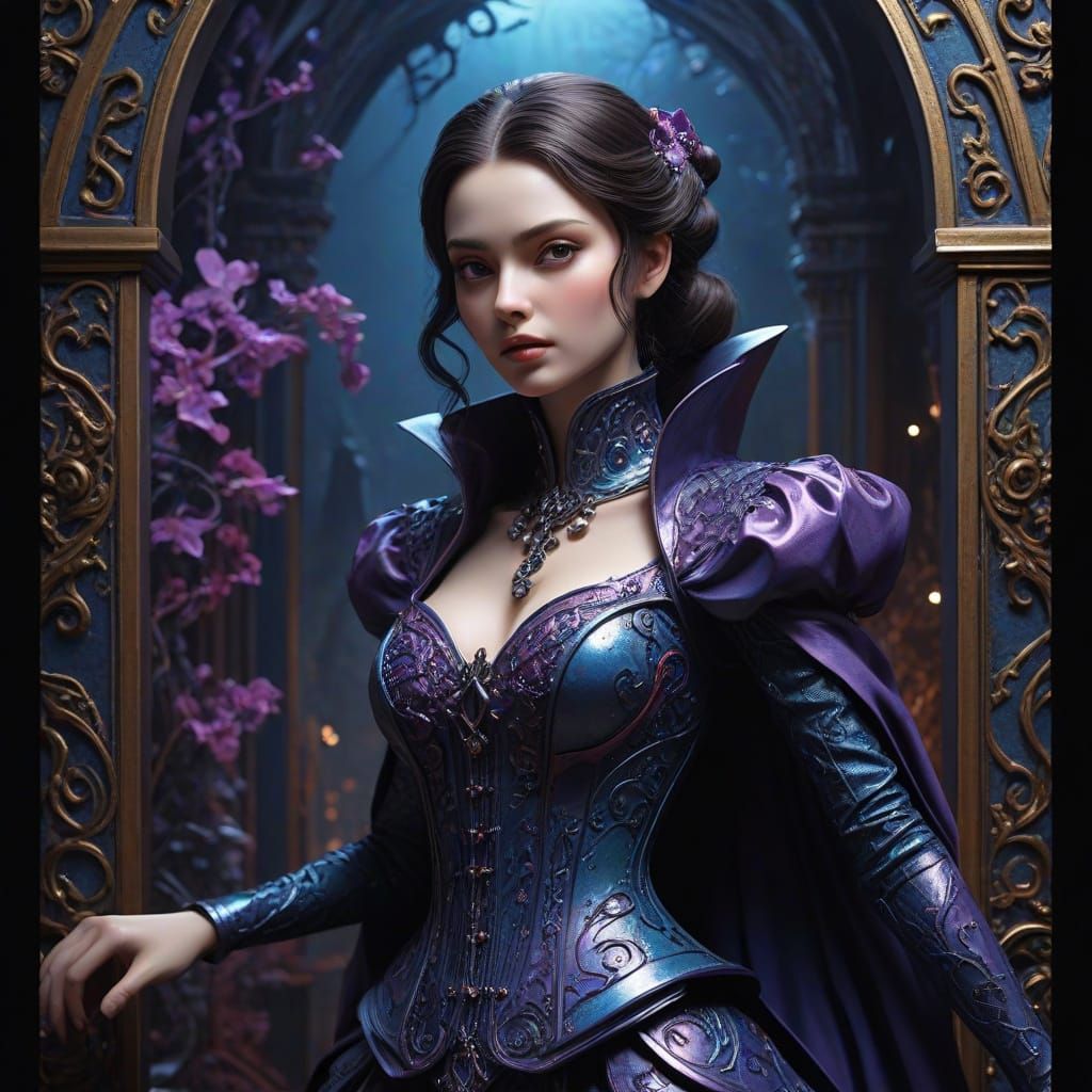 Ethereal Vampire in Iridescent Box, Inspired by Symbolist Ma...