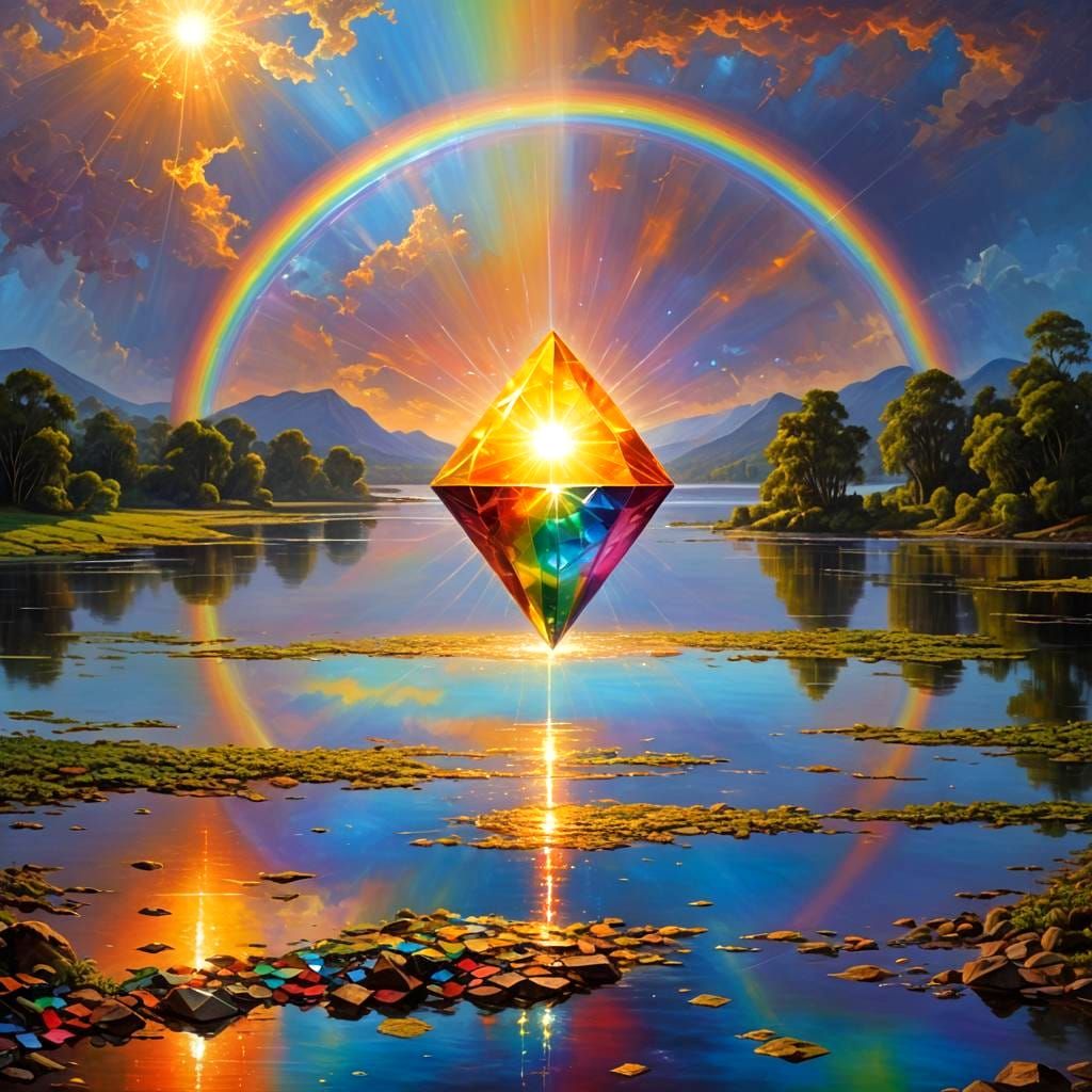 Surreal Sun Energy Destroys River, Octahedron Arises