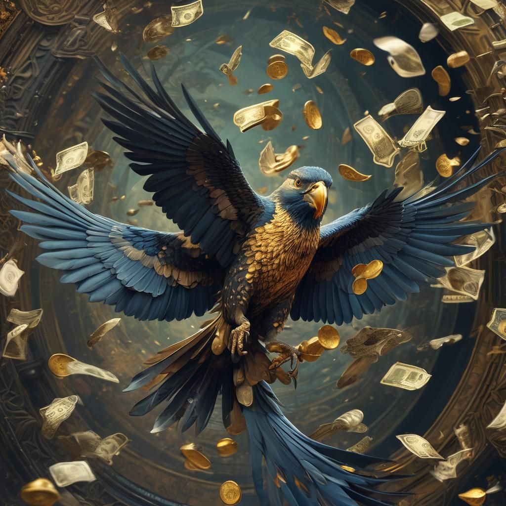 Furious Bird of Prey Flying with Treasure