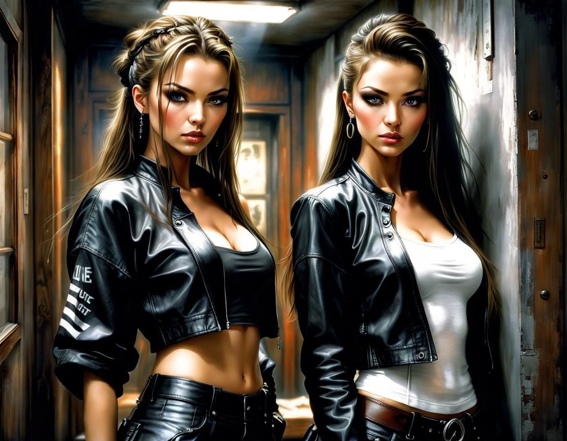 Female Shoplifters Portrait in Realist Style