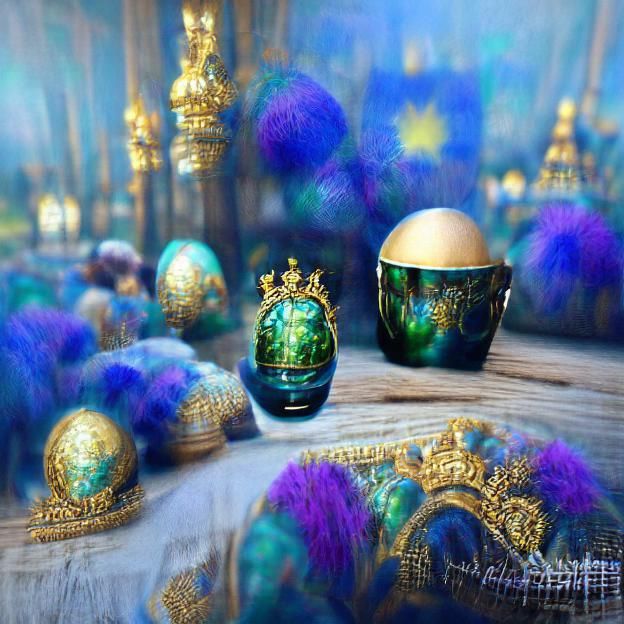 Ornate Iridescent Faberge Eggs in Hyperrealistic 3D