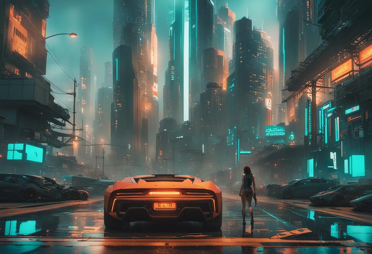 Cyberpunk Cityscape Concept Art in 8K Resolution