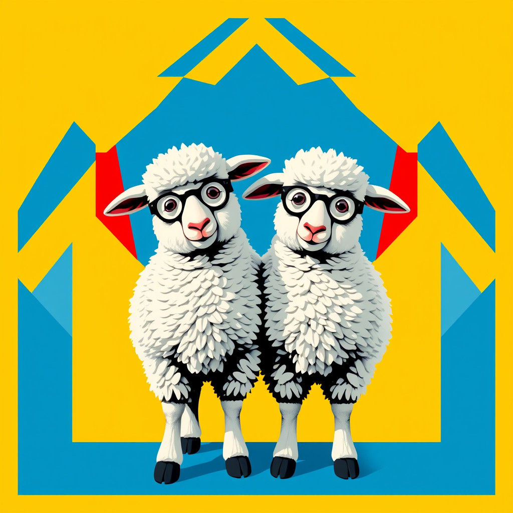 Kerouac and Ginsberg as Lambs in Pop Art Style