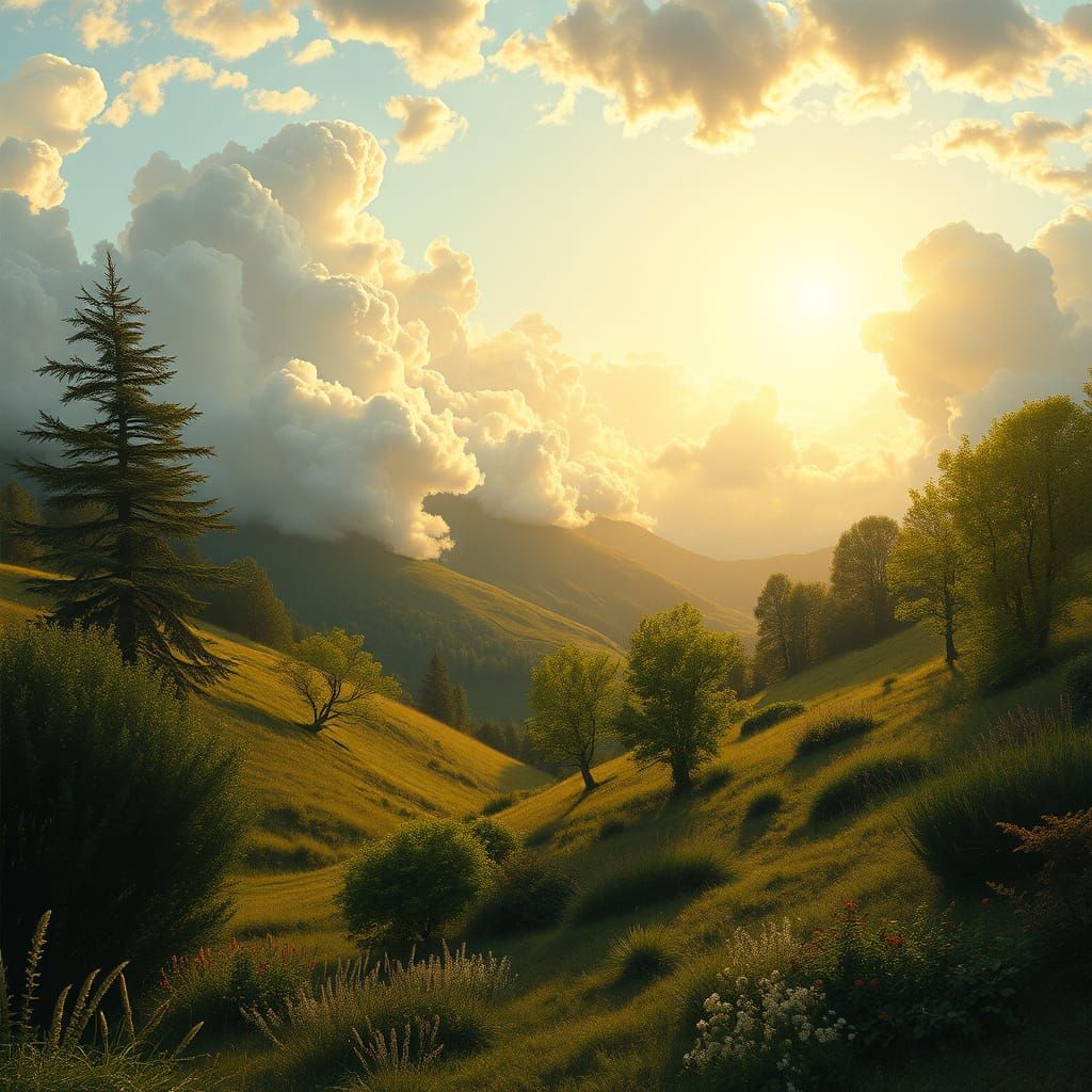 Dreamy Impressionist Landscape with Art Nouveau Details and ...