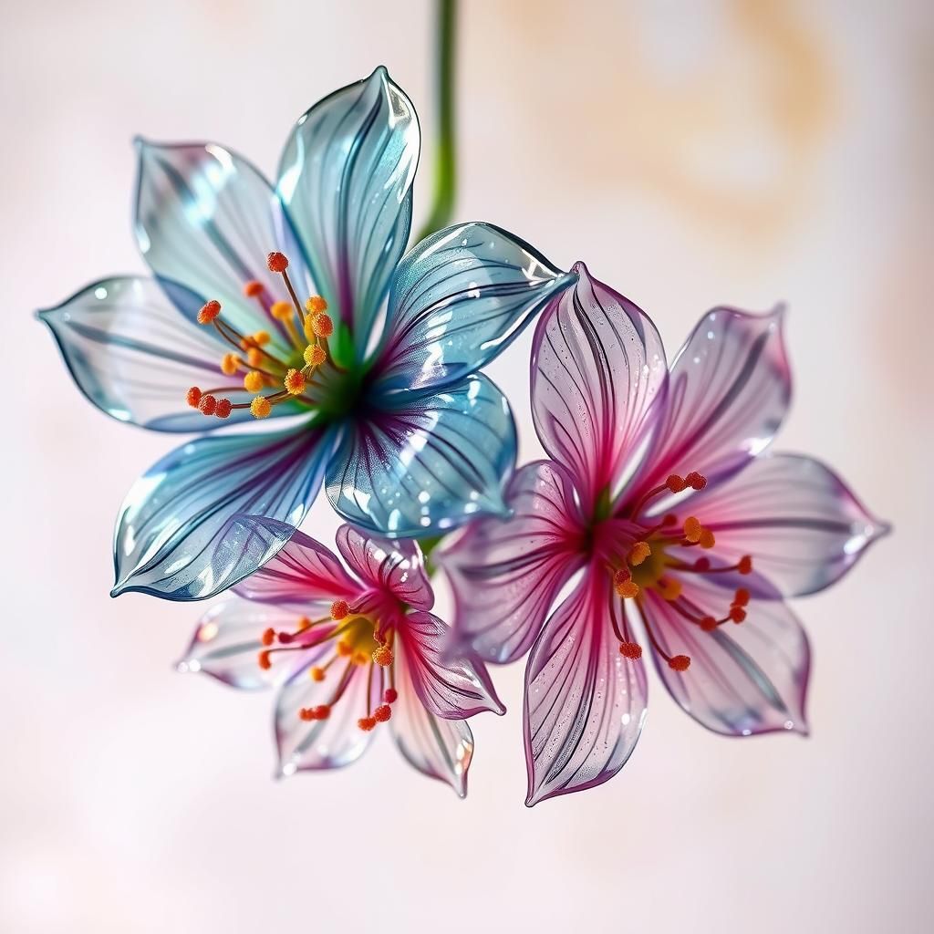 Ethereal Glass Flowers with Enamel Hues
