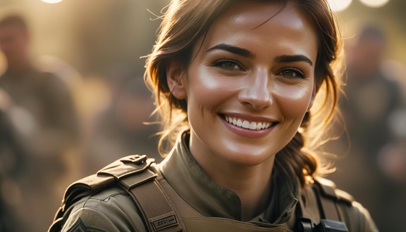 Attractive Soldier Smiling with Ethereal Glow