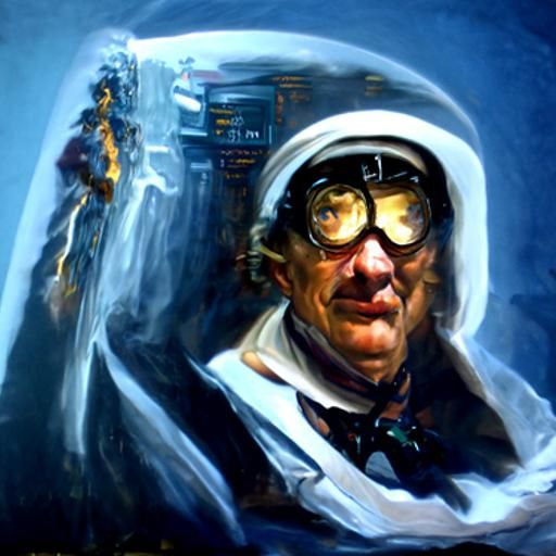 Scientist in Lab, Oil Painting