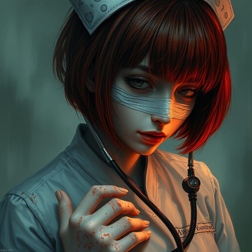 Silent Hill Nurse Painting with Bandages