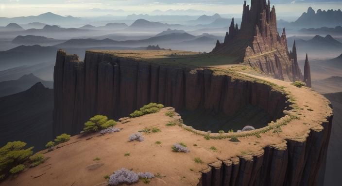 Fantasy Map of Plateau Island on Parchment