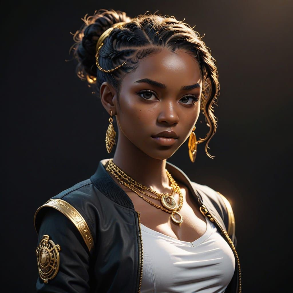 Confident Black Girl in Vibrant Gold Accents