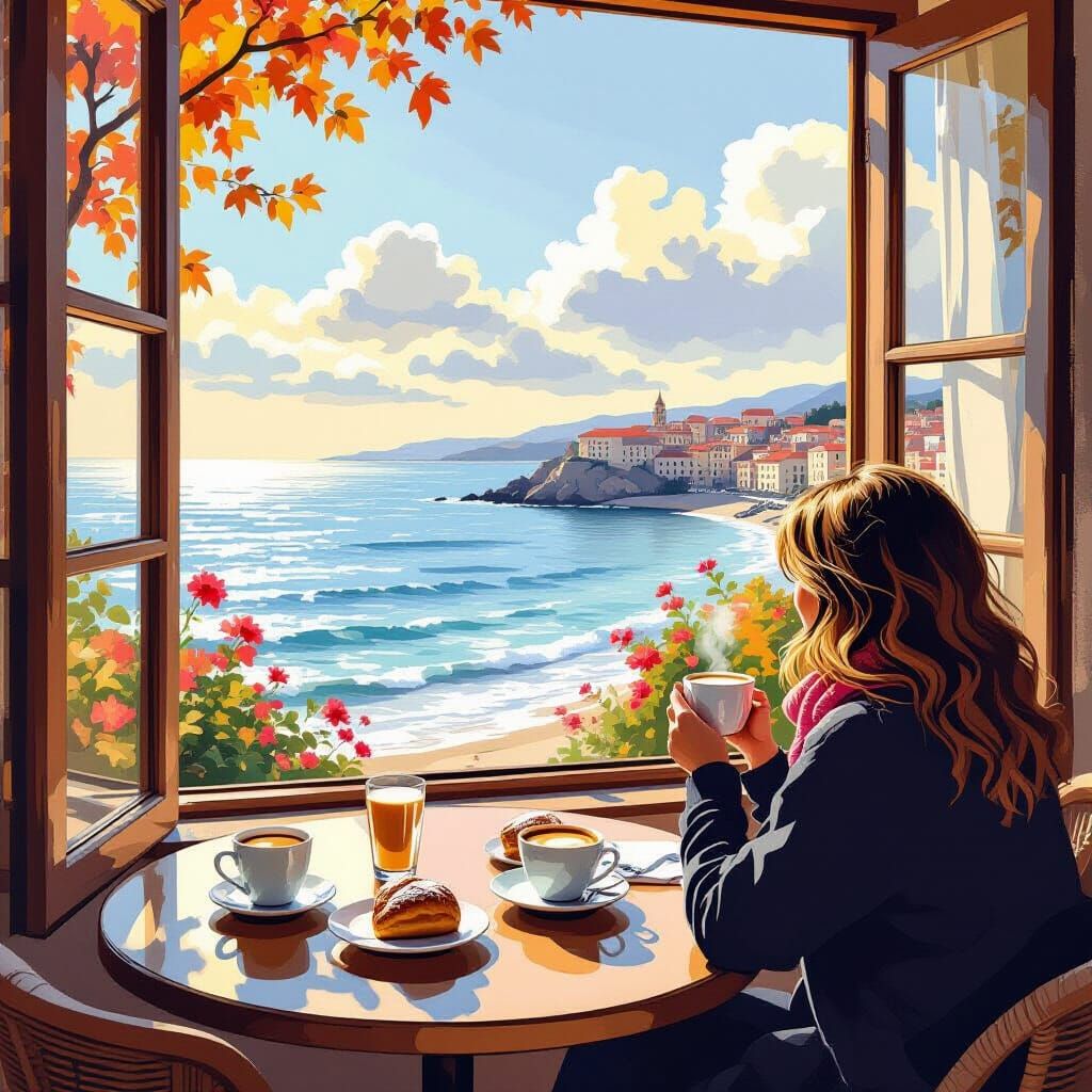 Autumn Morning Coffee View in Cagliari