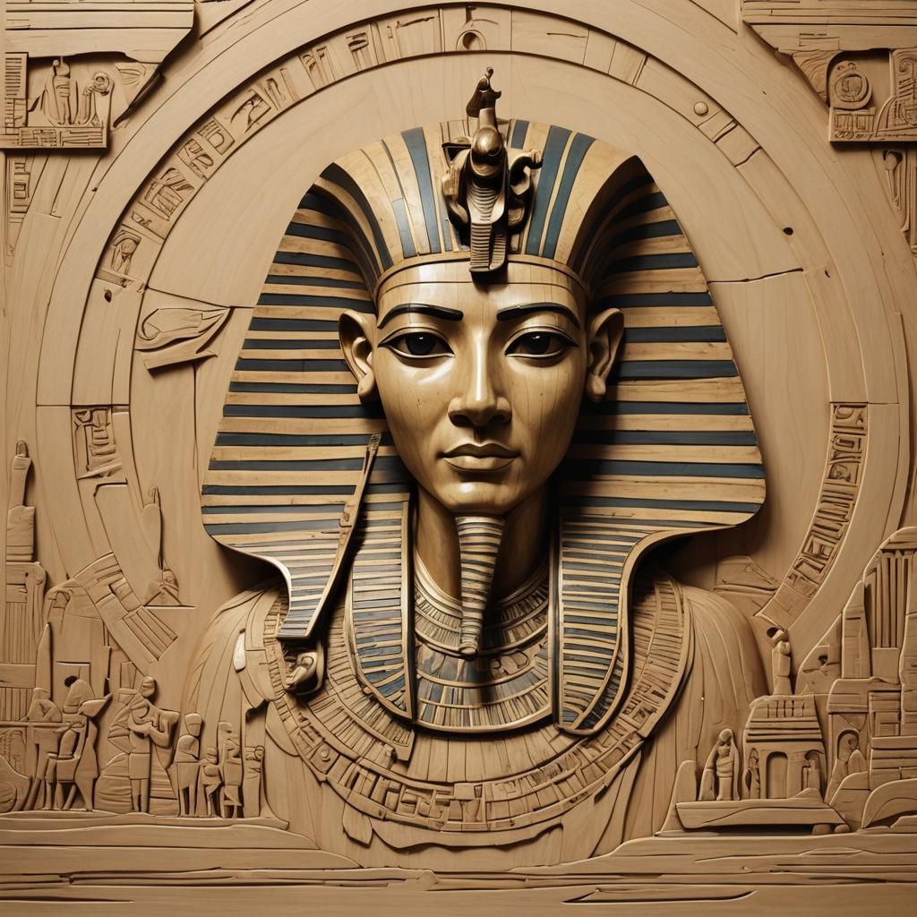 Whimsical Nile River with Sphinx, Fluxus Marquetry