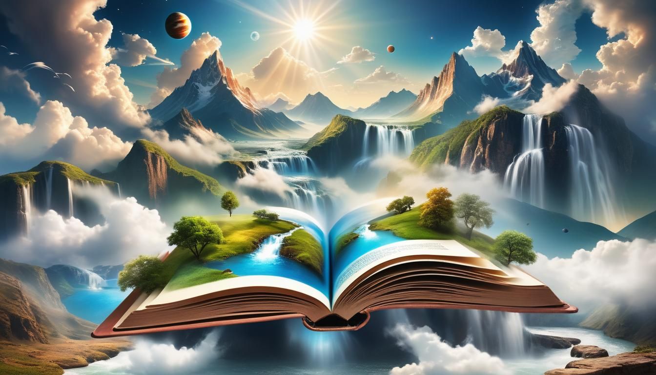 Book Pages Transform into Fantasy Landscape