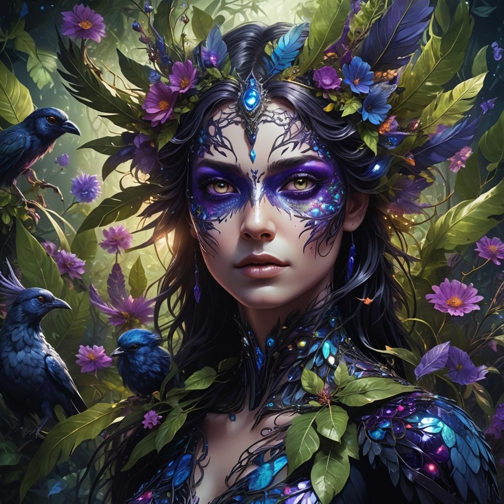 Captivating Bird-Woman Hybrid in Dark Fantasy Style