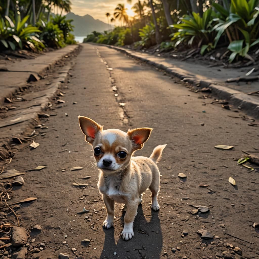 Adorable Chihuahua Puppy Discovers Tropical Island