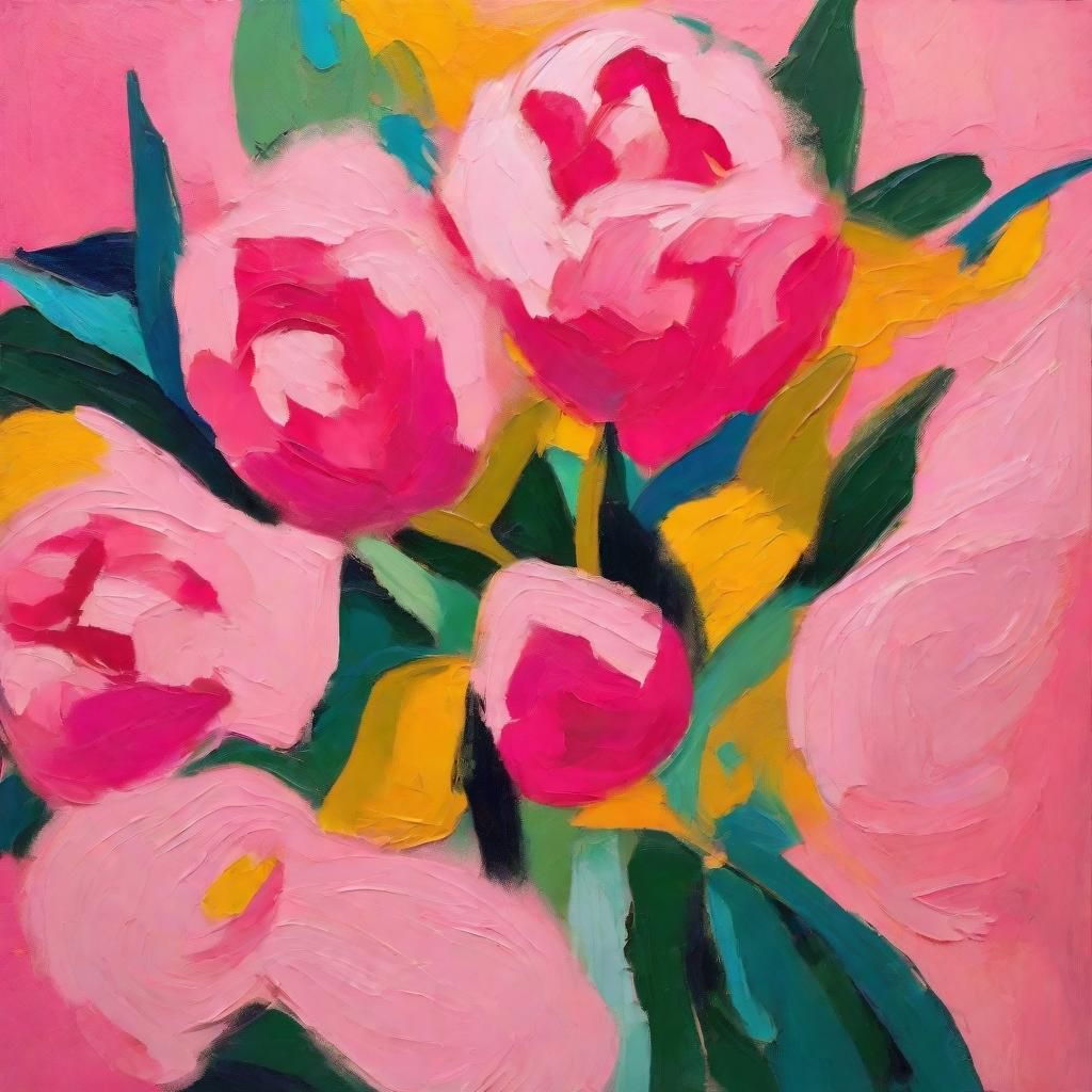 Fauvist Pink Velvet Artwork in Expressionist Colors