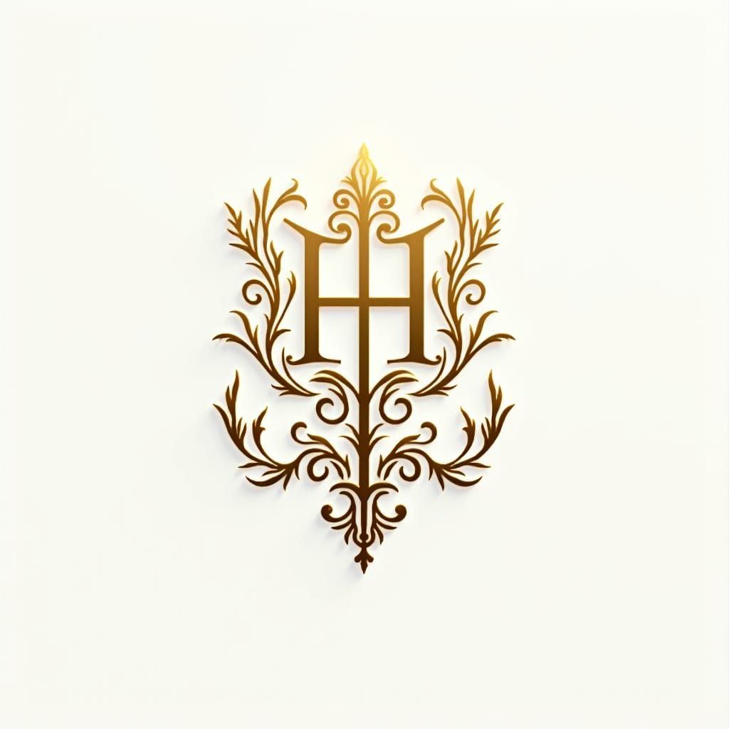 Luxury Hotel ABC Crest Logo with Gold Accents