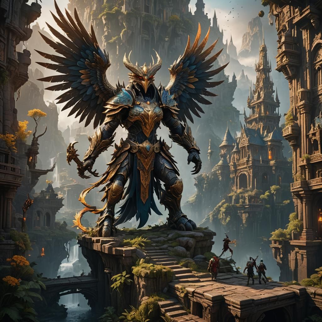 Detailed Phoenix Matte Painting in Deep Color