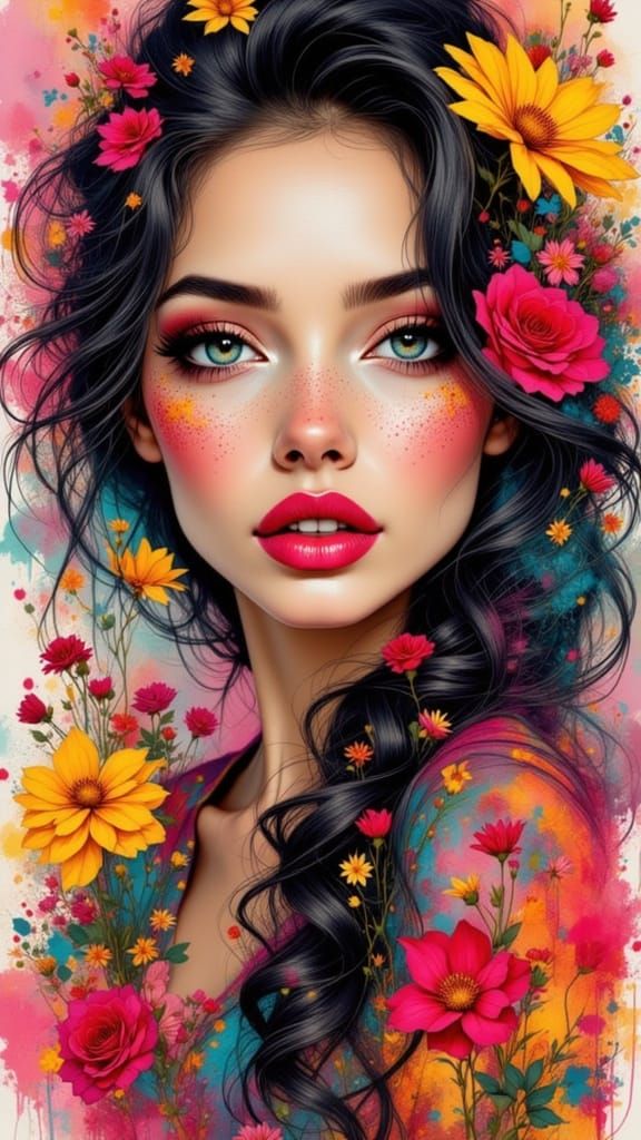 Beautiful Graffiti Artist Poster in Pin-Up Style