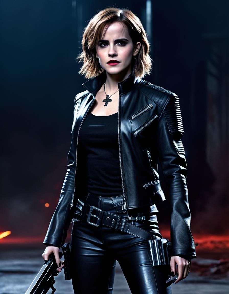 Gothic Hermione Granger in Cyberpunk Apocalypse