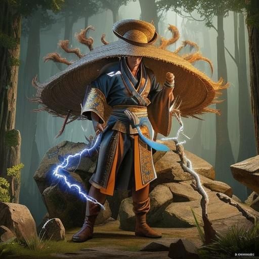 Zeus-Inspired Fighter in Electric Storm, Concept Art