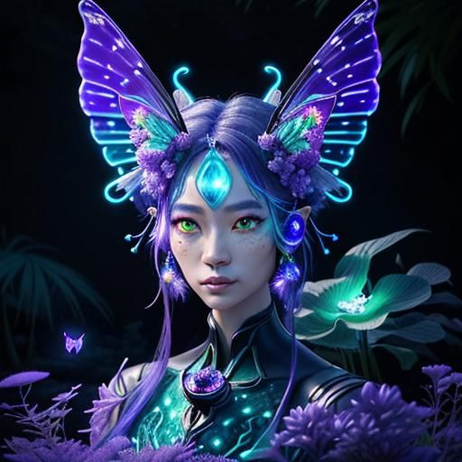 Biopunk Cyborg Fox Goddesses in Neon Laboratory