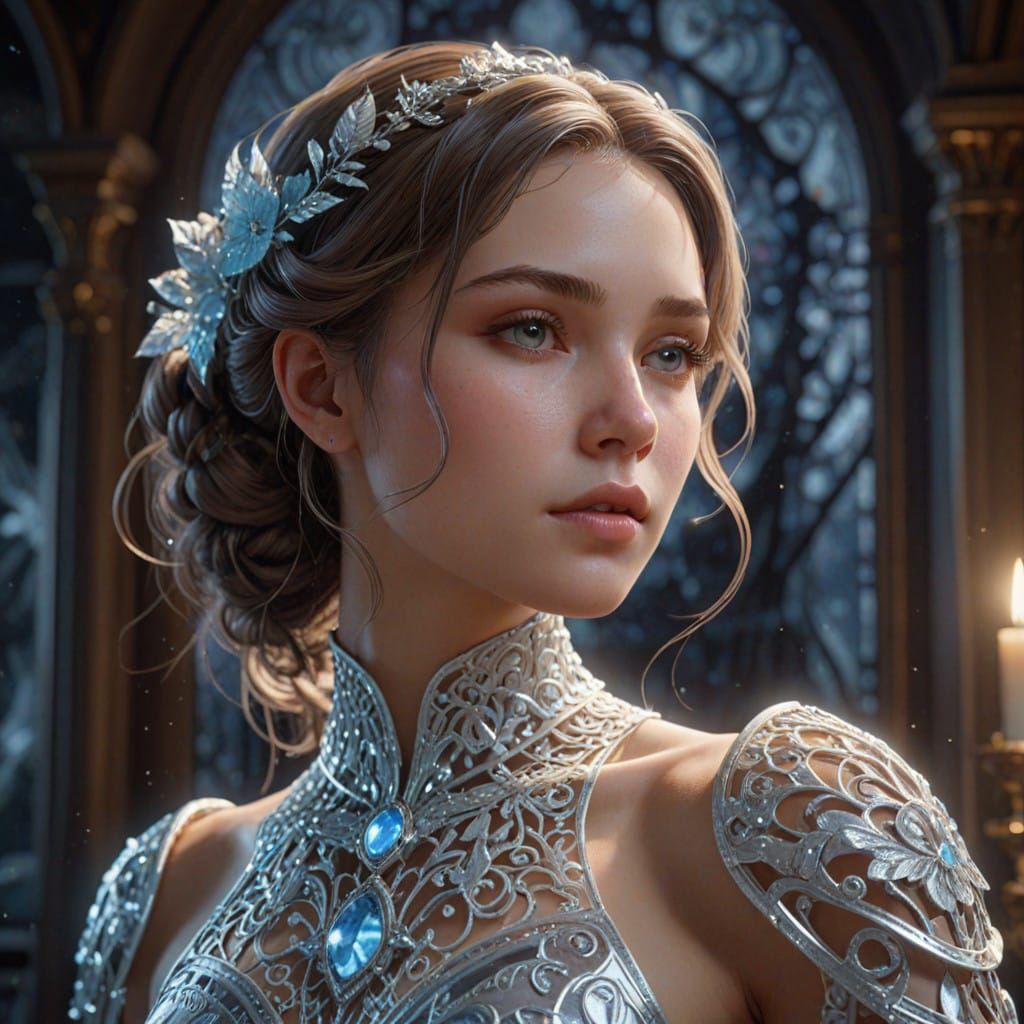 Stunning Crystal Ice Princess in Ethereal Glow