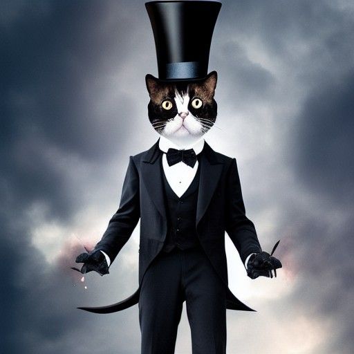Cat in Black Suit and Top Hat