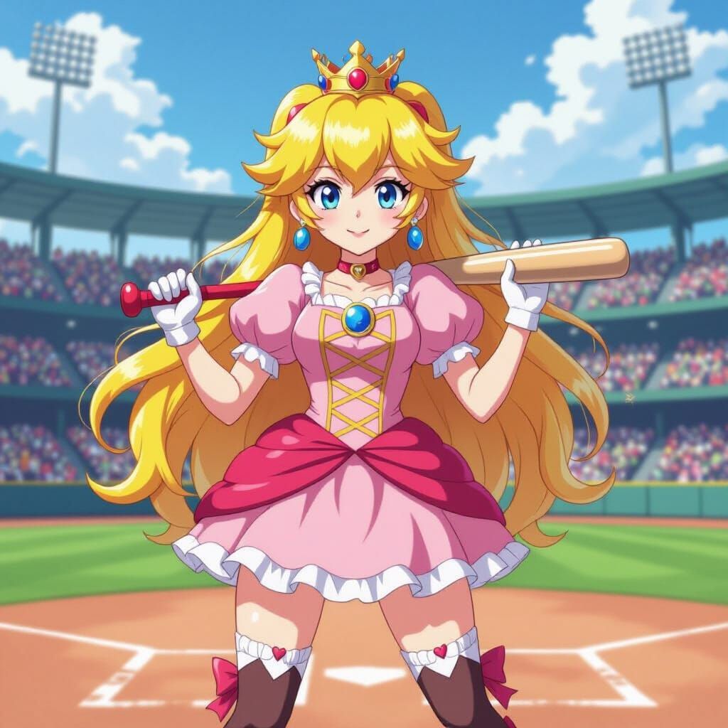 Princess Peach Plays Baseball: Anime Key Visual