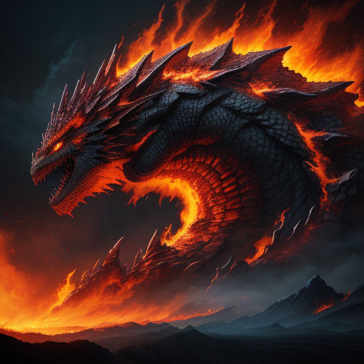 Epic Fire Dragon Concept Art in Unreal Engine 5 Style