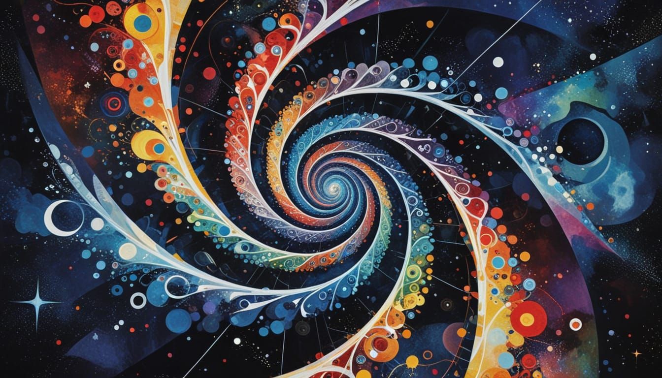 Dreamlike Futuristic Landscape in Chagall Delaunay Style