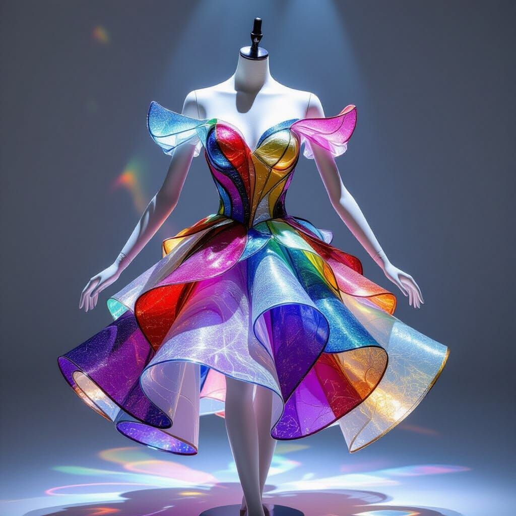 Ornate Glass Ballet Dress on Mannequin