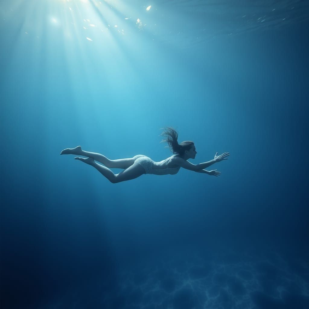 Vibrant Blue Monochromatic Underwater Scene