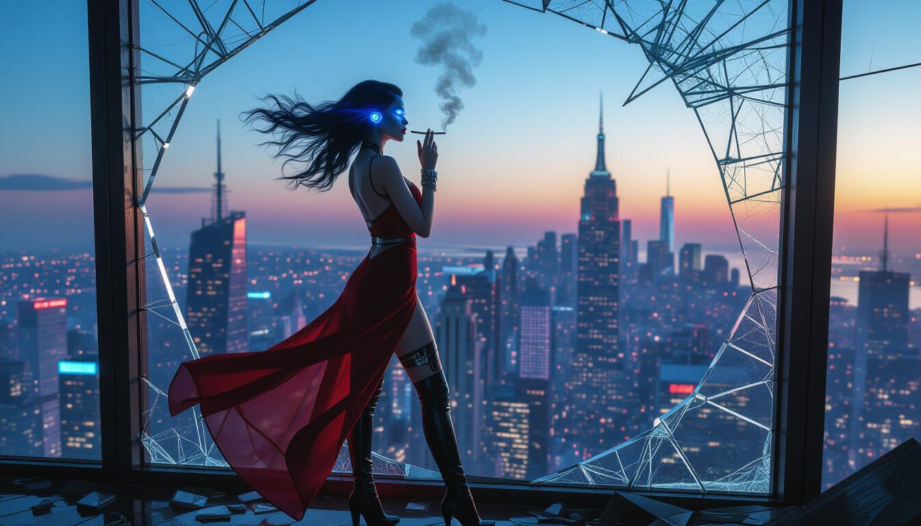 Dystopian Cityscape at Dusk: A Hyperrealistic Vision