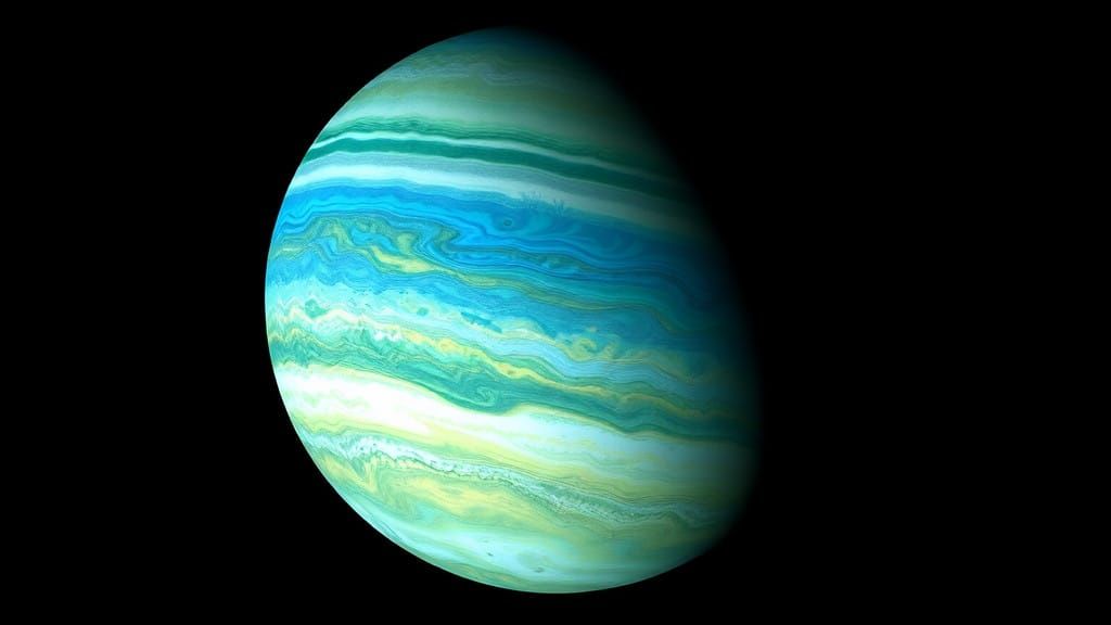 Gas Giant Planet with Iridescent Clouds in a Dreamlike Atmos...