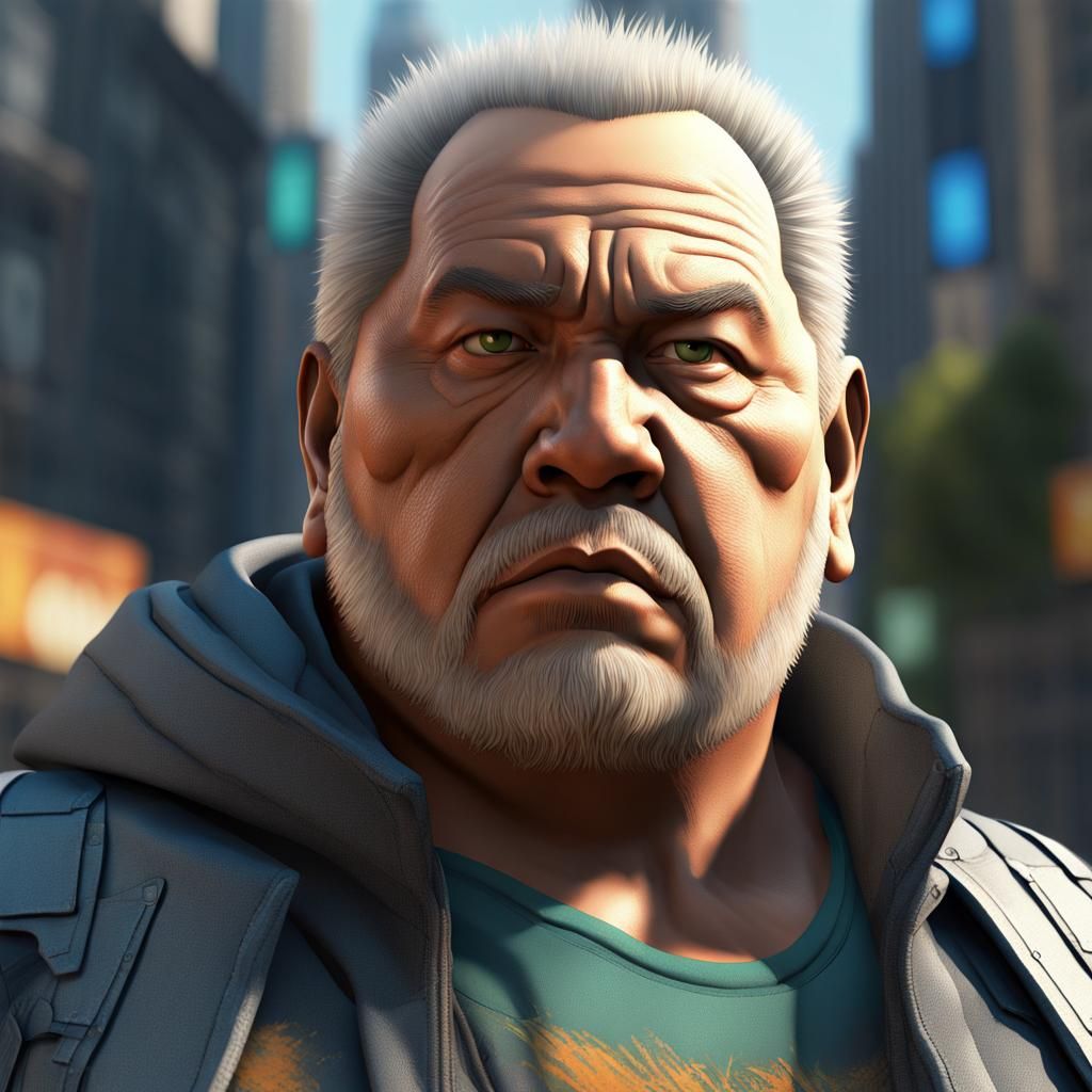 Cyberpunk Portrait of Older Man in Techwear