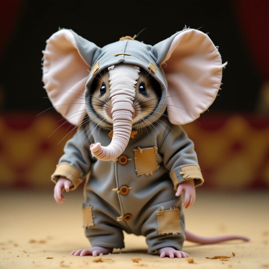 Circus Mouse Dressed as Elephant for Carnival