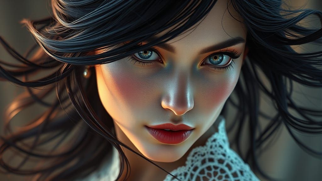 Intense Portrait in Style of Rutkowski, Artgerm and Mucha