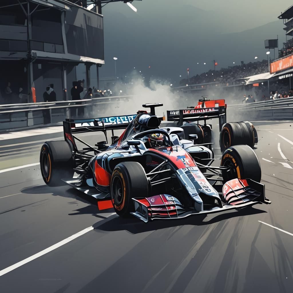 F1 Car in Anime Cel-Shaded Style