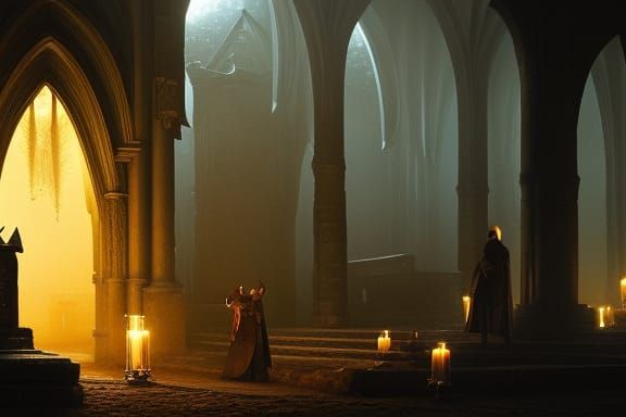 Medieval Vampire in Crypt: Dark Fantasy Concept Art