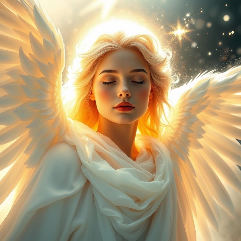 Angel of Serenity: Majestic Soul in Radiant White Light