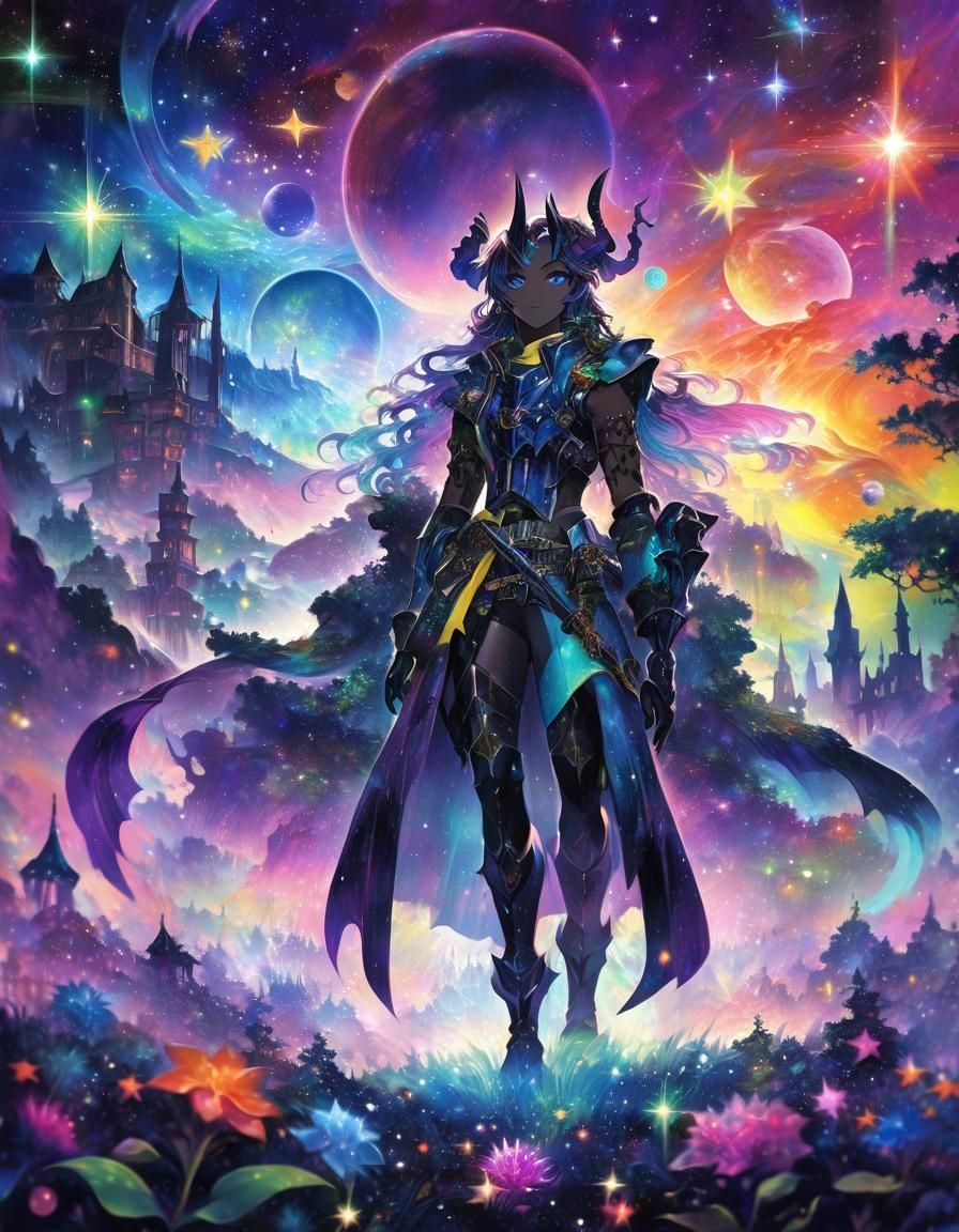 Epic Dark Hero in Vibrant 80s Anime Style Poster Art